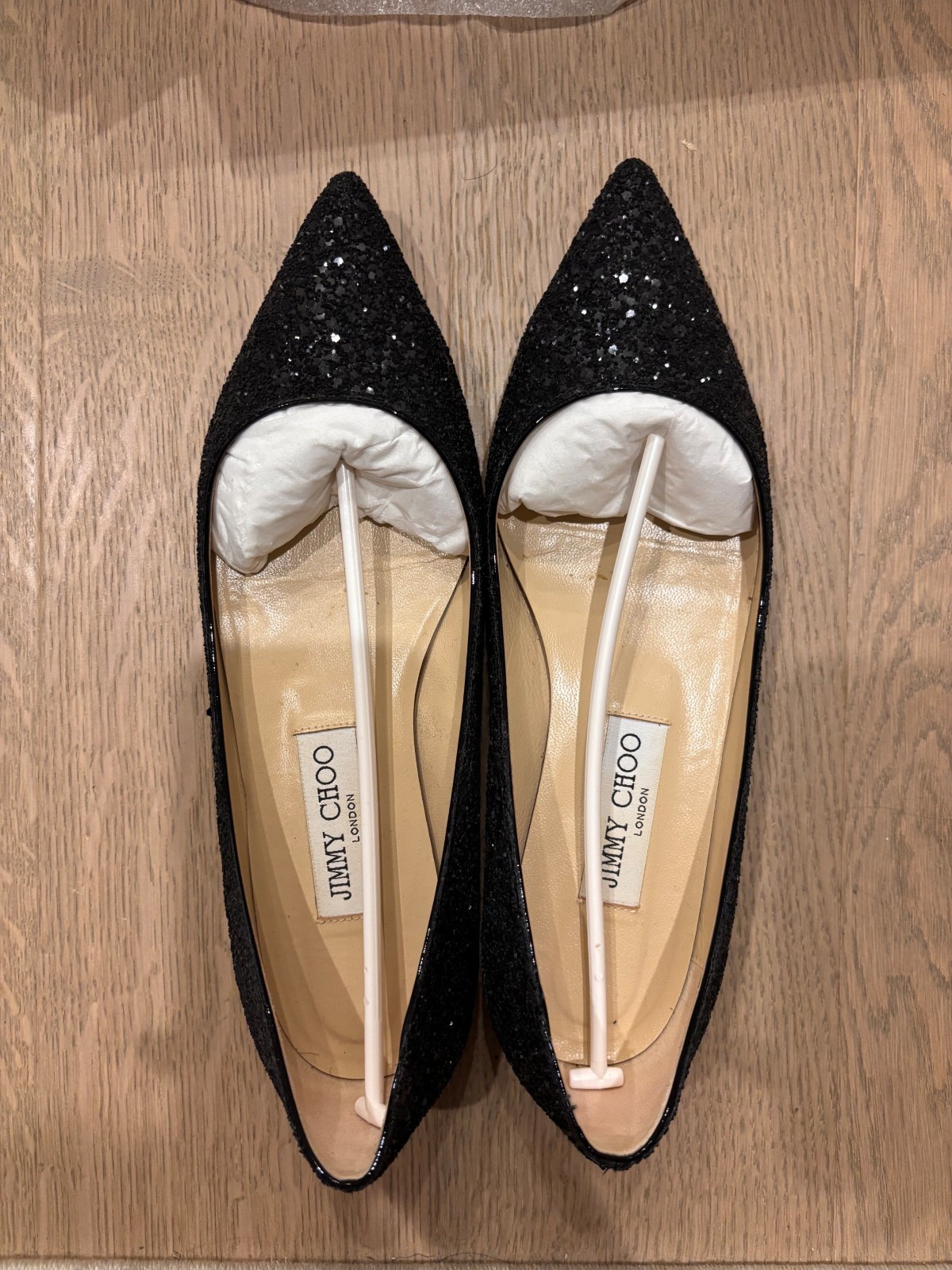 Jimmy Choo Black Pointed Toe Flats | Classic Designer Shoes | EU Size38