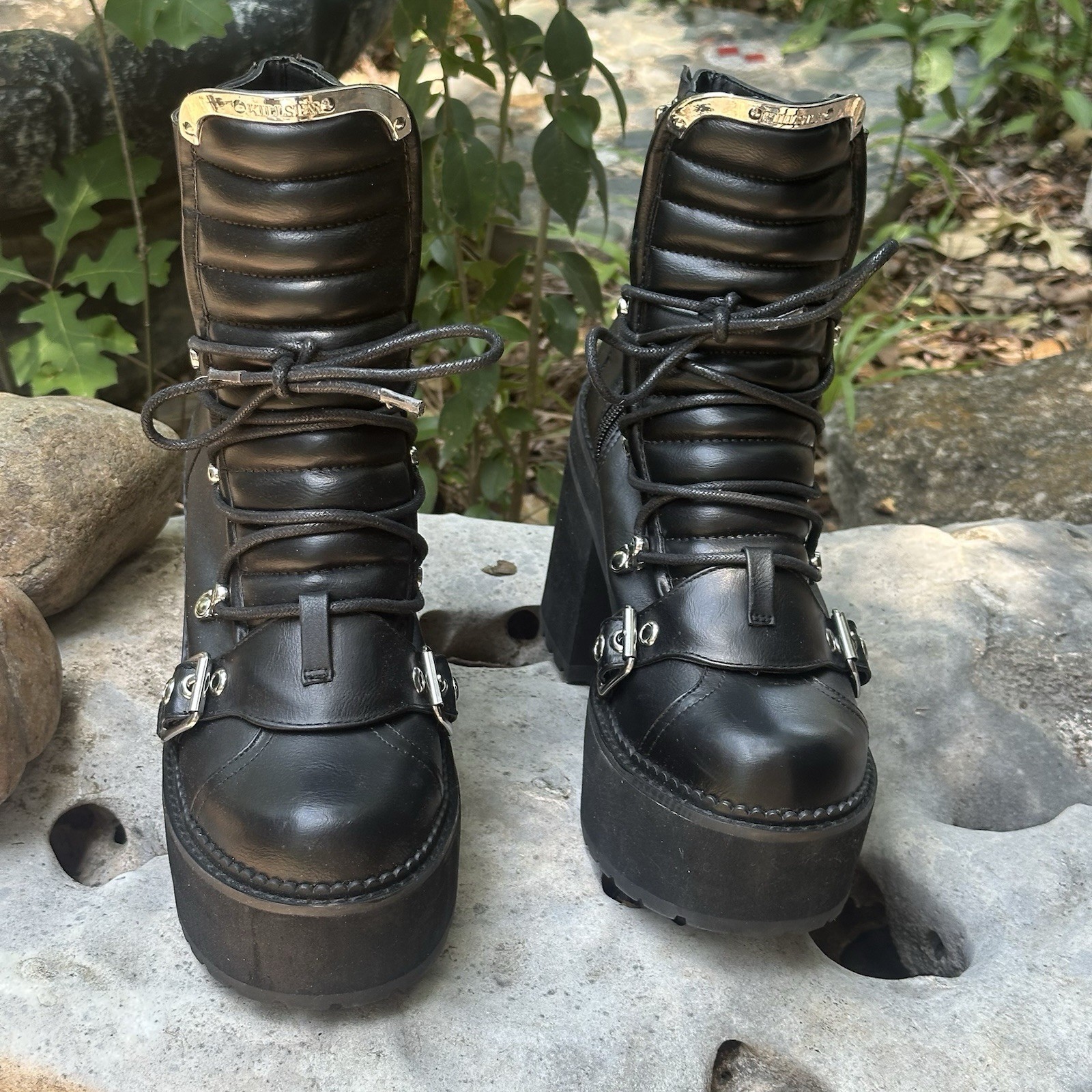 Killstar Stryker Boots Women’s 9 Black Chunky Platform Vegan LeatherGoth Boots