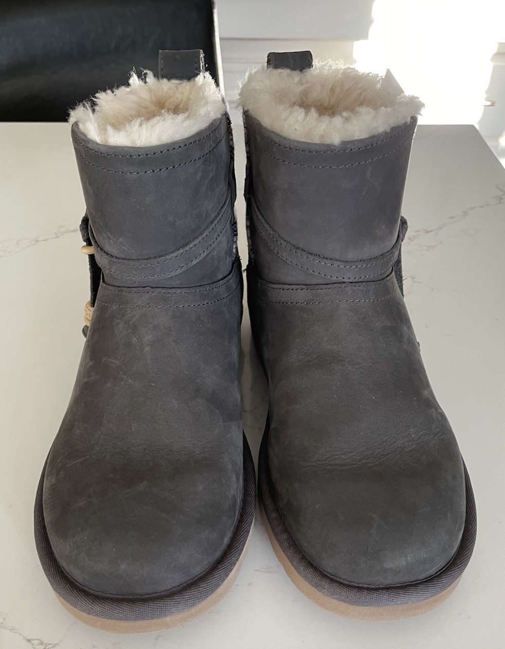 UGG Auburn Serape Water-resistant Mini Boots Sz 8 Casual 1010263 Gray Leather