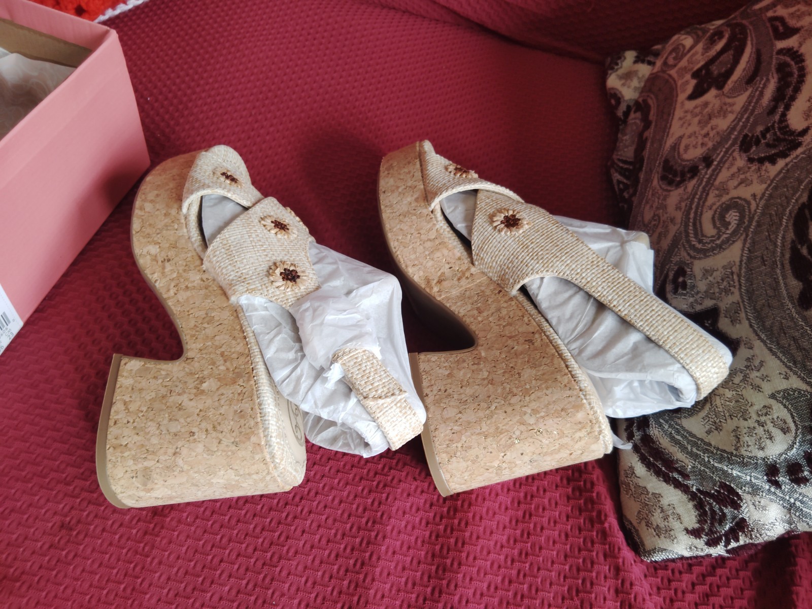 Women’s Hanfleur Floral Raffia Platform Cork Sandals