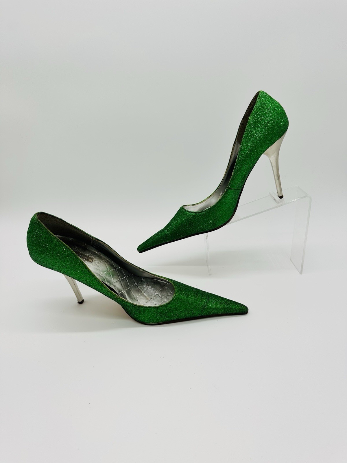Michael Antonio Women’s WICKED Green Glitter Heels Pointed Toe Sz 7 Costume