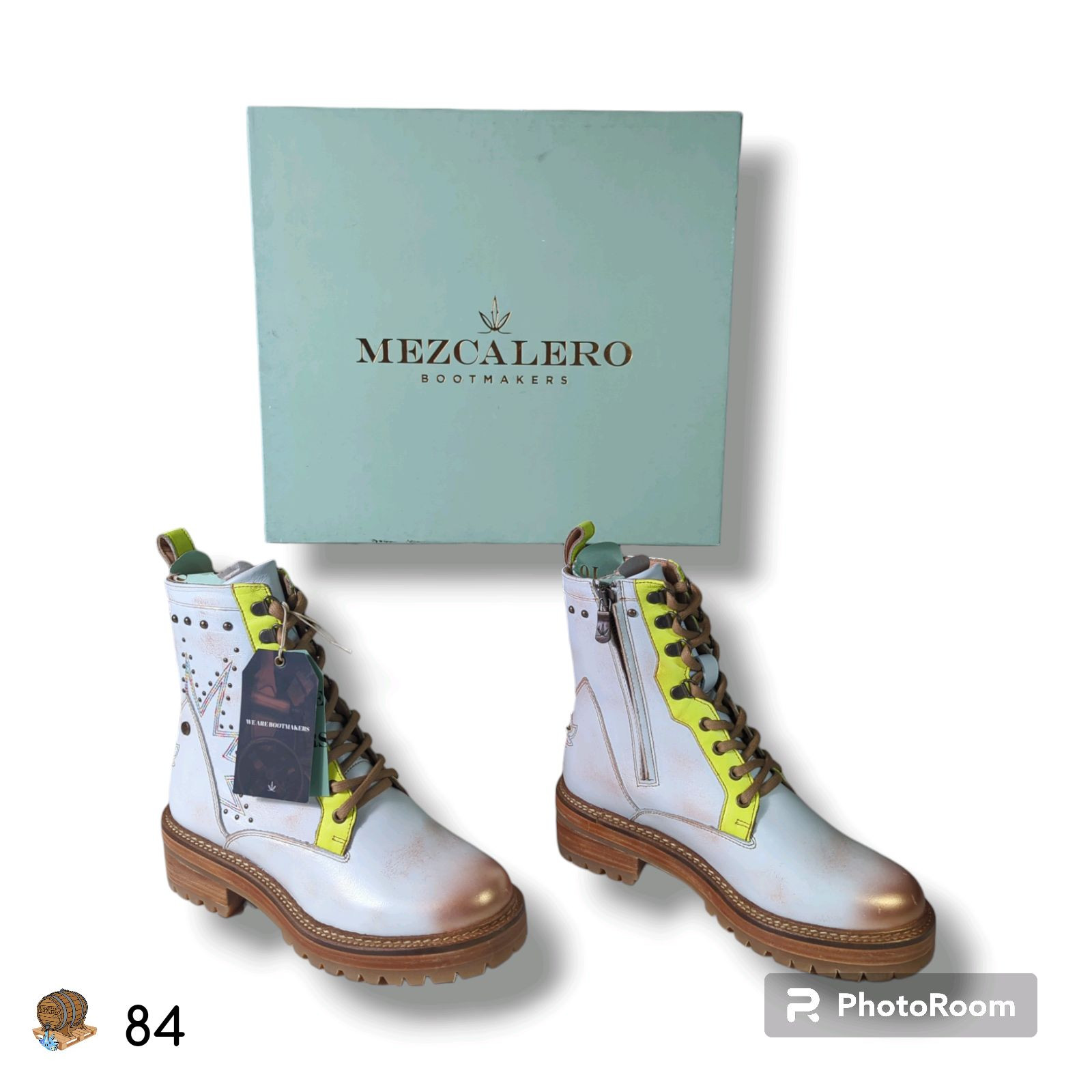 MEZCALERO – Ashlee Supernova White – Fashion Combat boots for Women (Size 7)