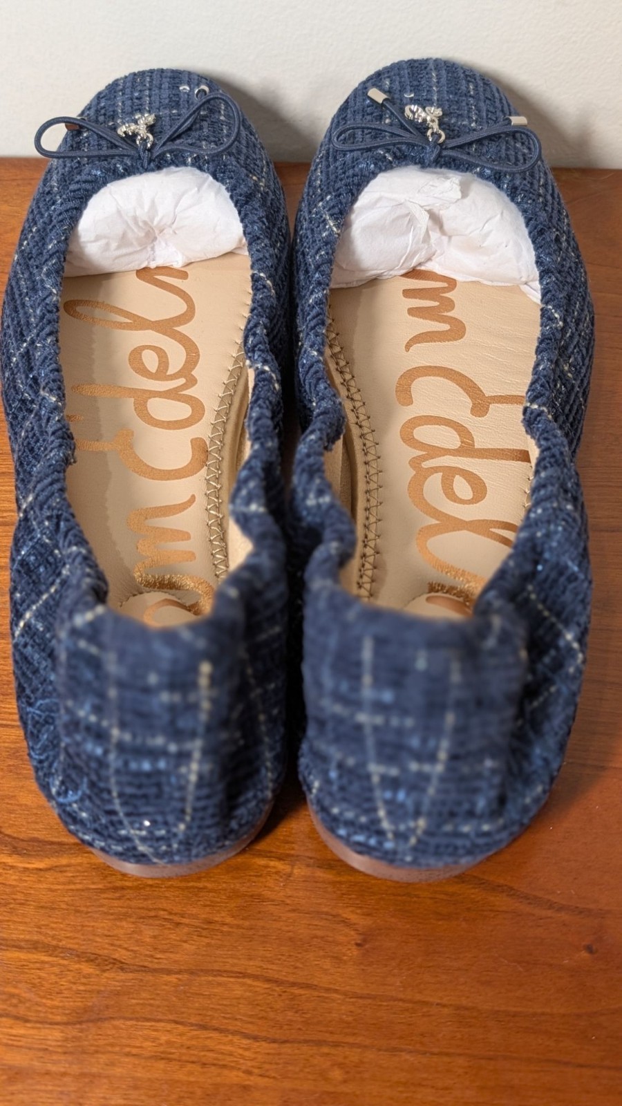 NEW Sam Edelman Felicia Ballet Flat Blue Tweed, Women Size 8