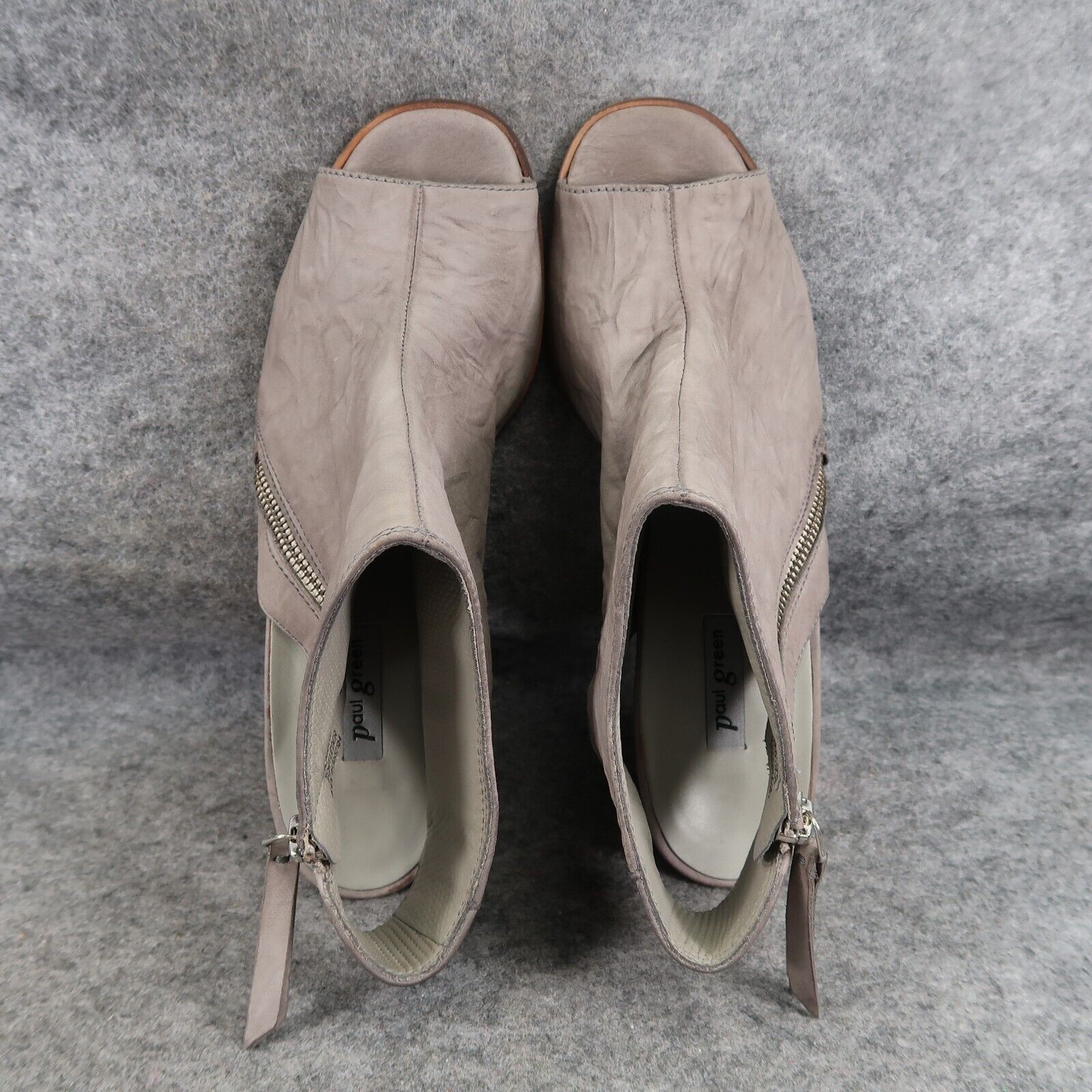 Paul Green Shoes Womens 8.5 Sandal Peep Toe Cayanne Asymmetric Zip Leather Grey