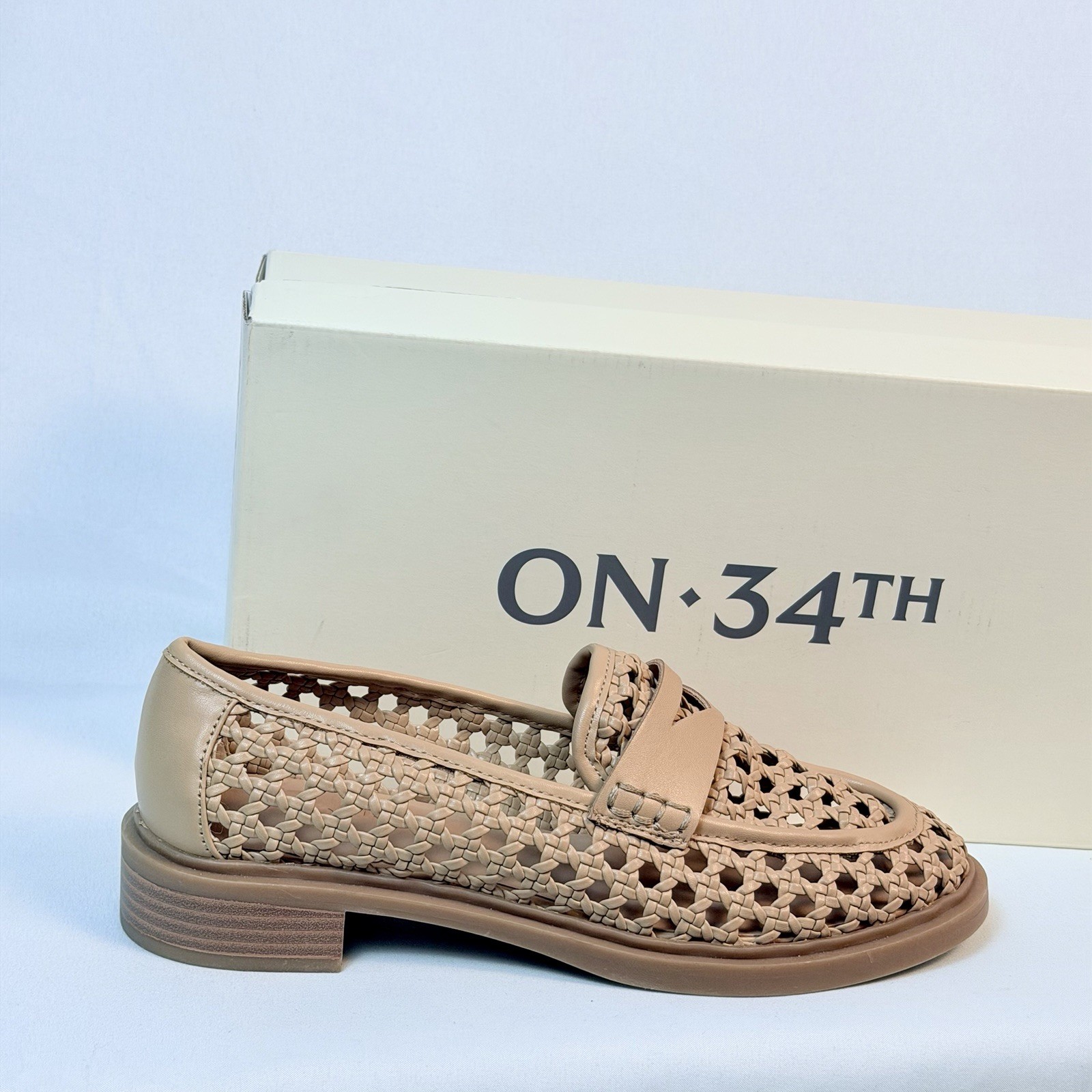 On 34th Size-6.5M Women’s Blaiya Tan Loafers Flats Shoes Woven