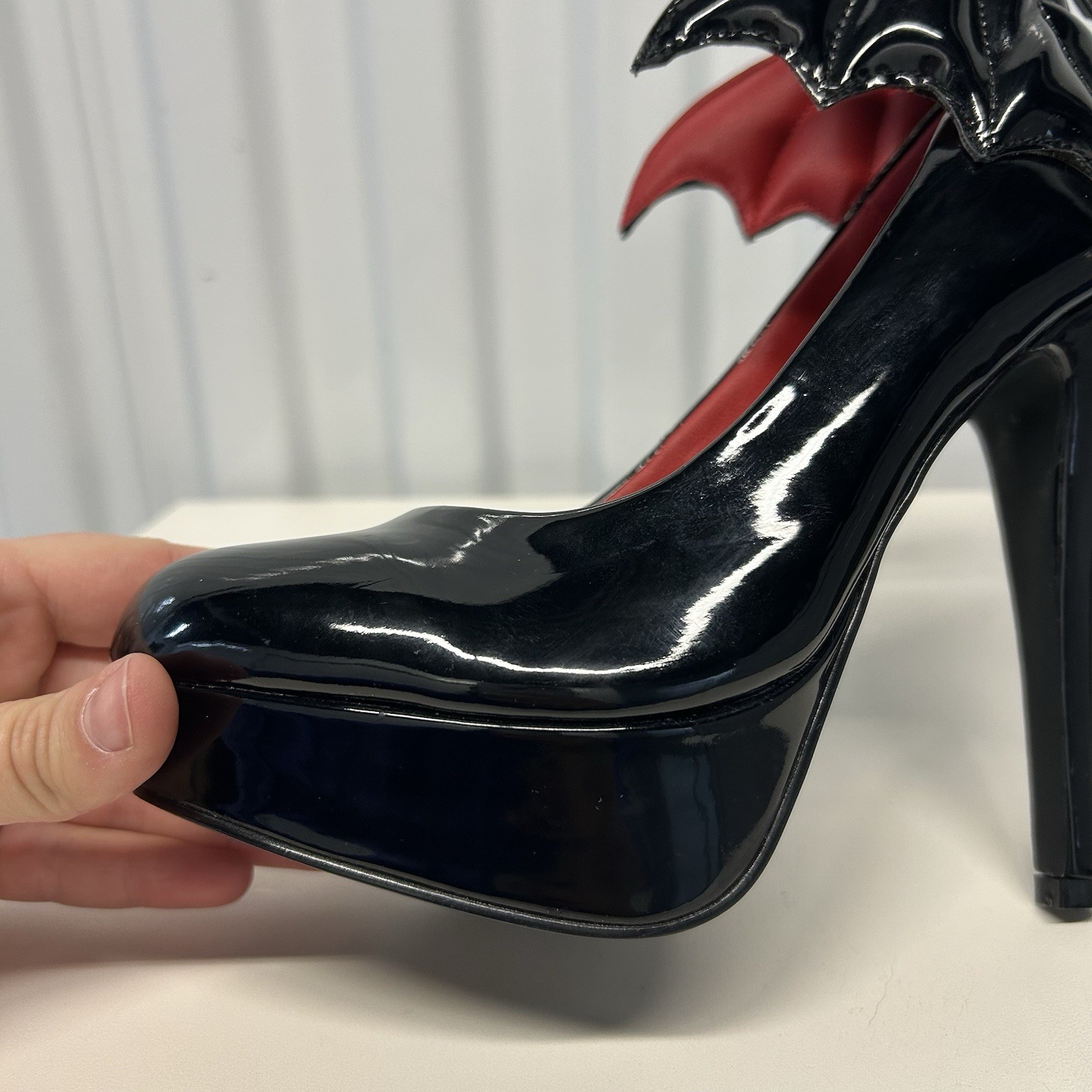 Killstar Cemetery Lane Black Bat Wing High Heels Faux Leather Women’s US Sz 5