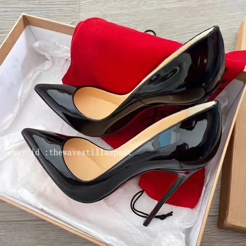 Classic Women’s Sexy Black Patent Pointed-Toe Stiletto High Heels Elegant