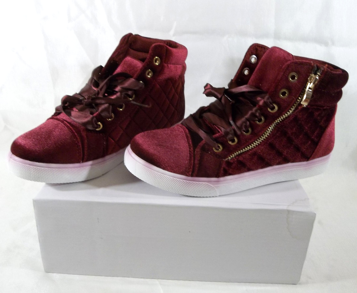 Soho Girls Bedford-1 Wine Velvet High Top Shoes – Women’s US Size 7