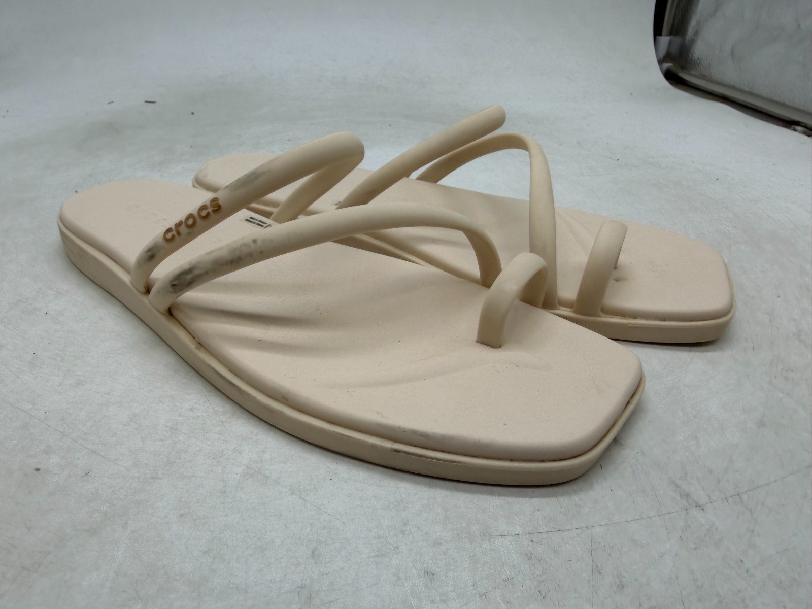 Crocs Miami Toe Loop Sandal Women Chalk Square Toe Jelly Croslite Waterproof -10