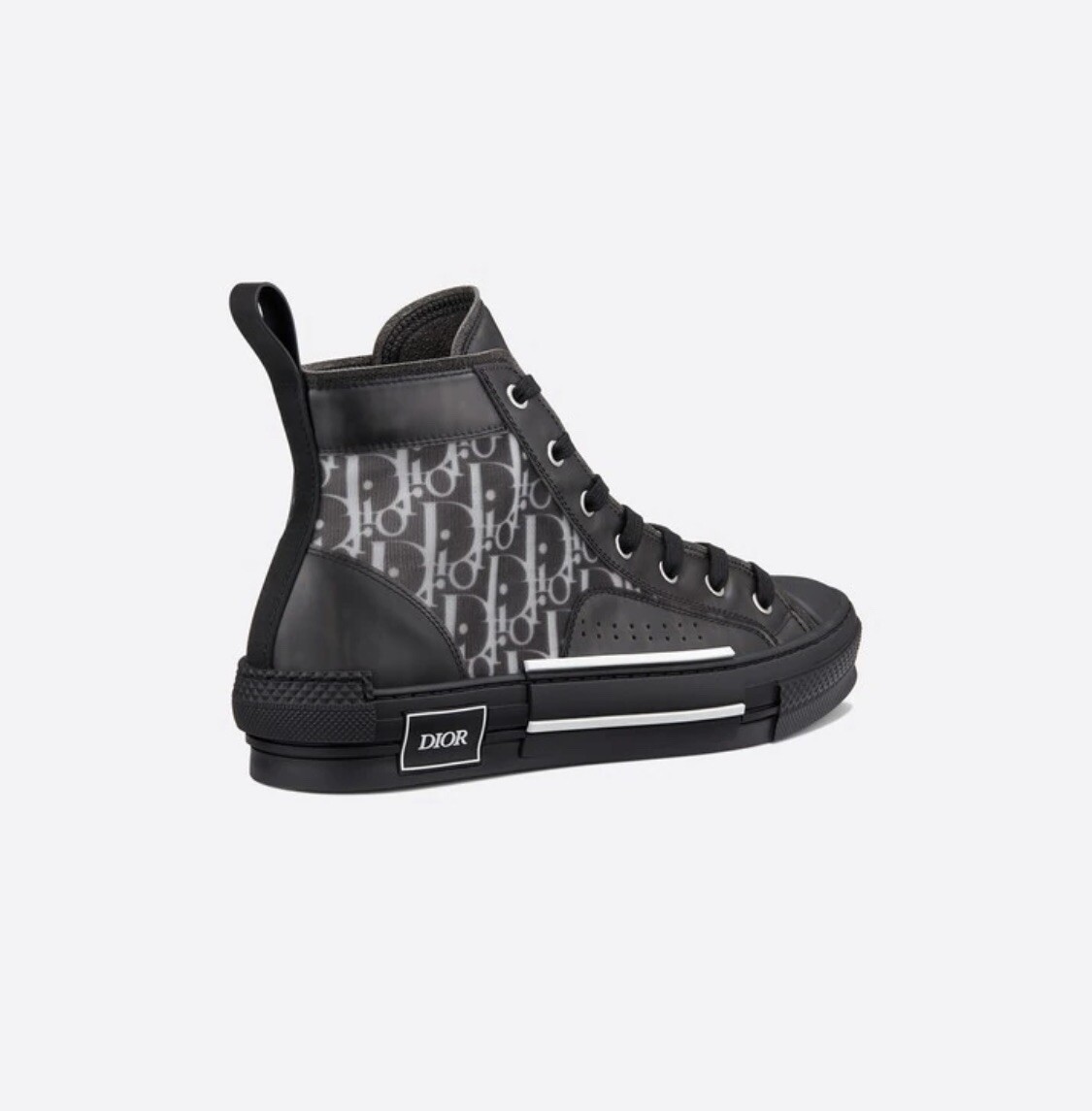 Authentic DIOR B23 Oblique Canvas Black Calfskin High Top Sneakers Shoes sz 38