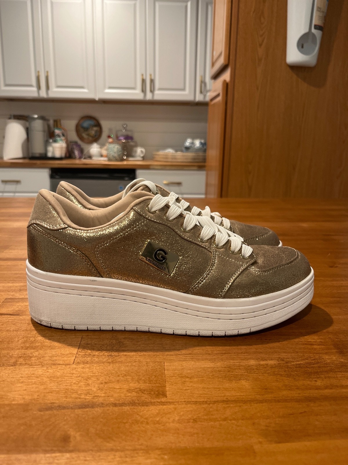 G by Guess Gold Glitter Wedge Platform Sneaker in Size 9 Hard to find