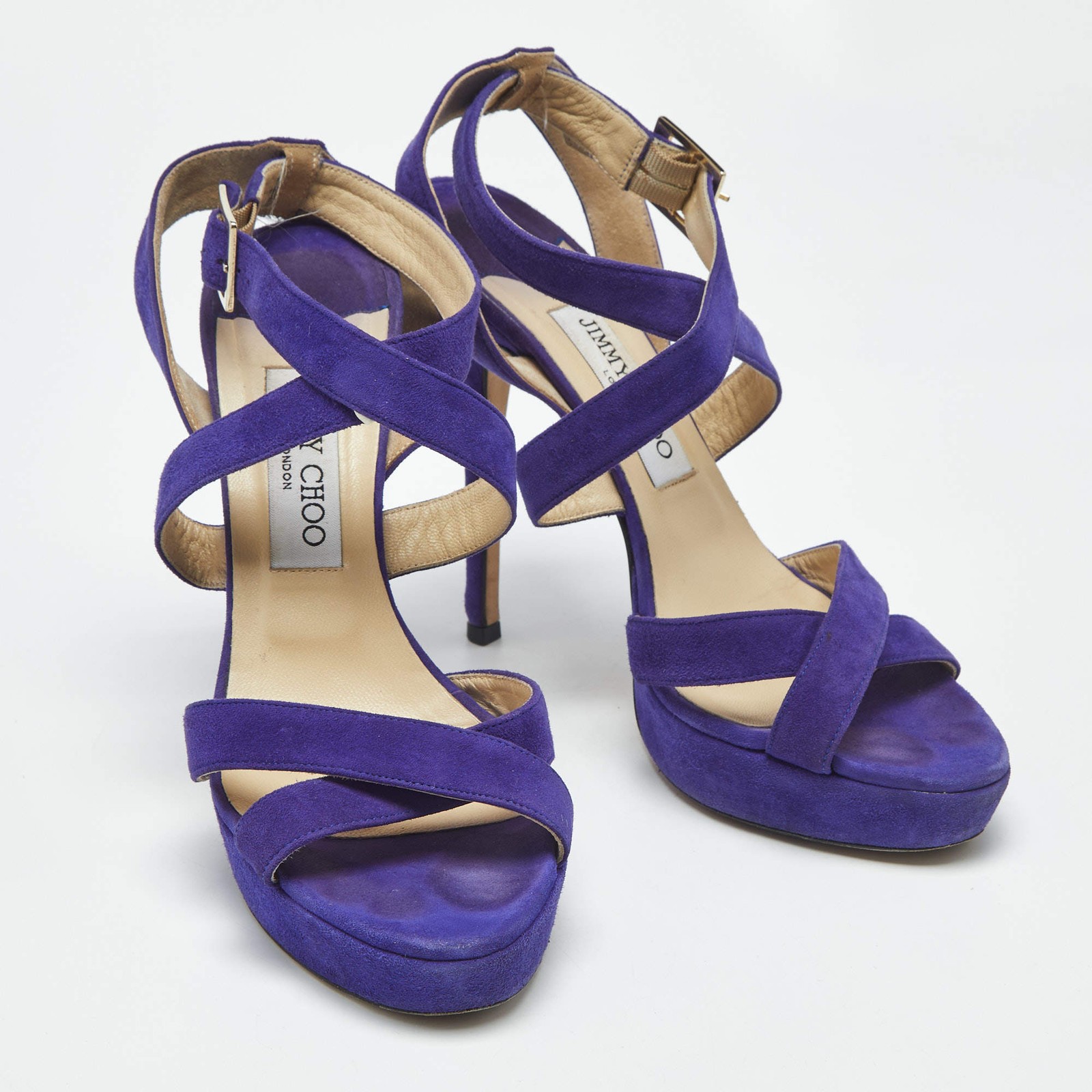 Jimmy Choo Purple Suede Maitai Platform Sandals Size 38.5