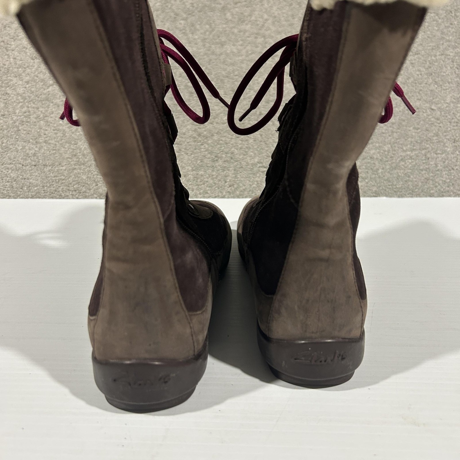 Clarks Arlina Sky Boots Womens AU 6 EU 37 Brown Suede Fur Gore Tex Snow Winter