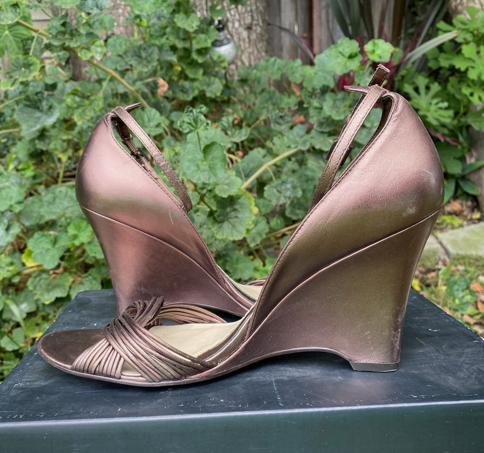 Carlos By Carlos Santana Strappy Brazen Bronze Leather Heels Brazil Women’s 8.5