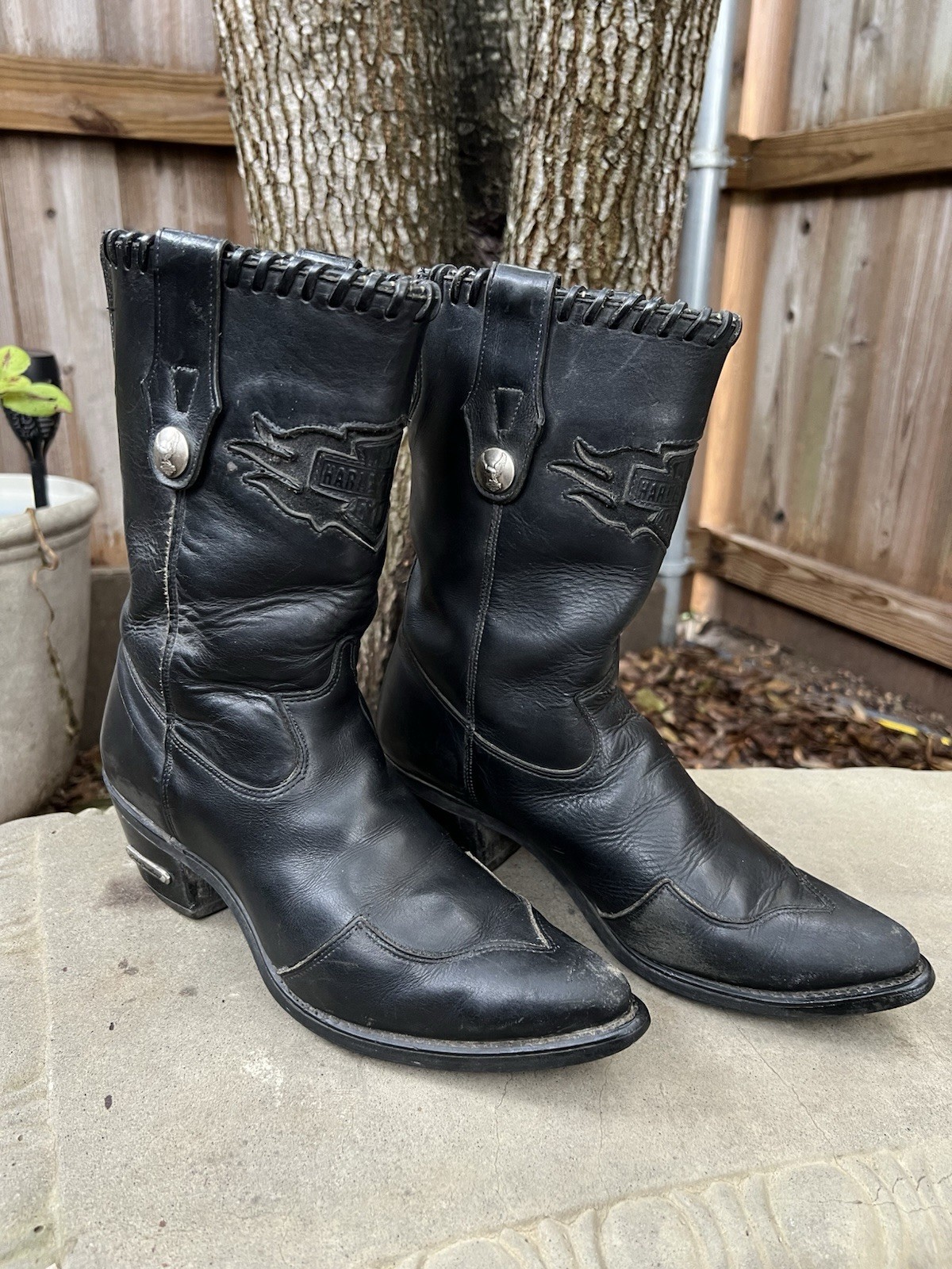 Womens 8.5 M HARLEY DAVIDSON Western Cowgirl Leather Motorcycle Boots 19763 USA