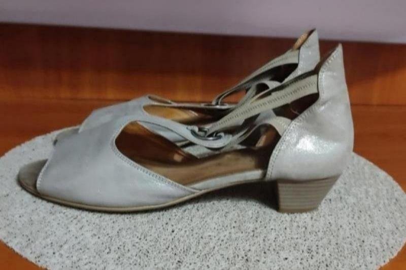 Women Gabor Open Toe Booties Grey Textile 40.5