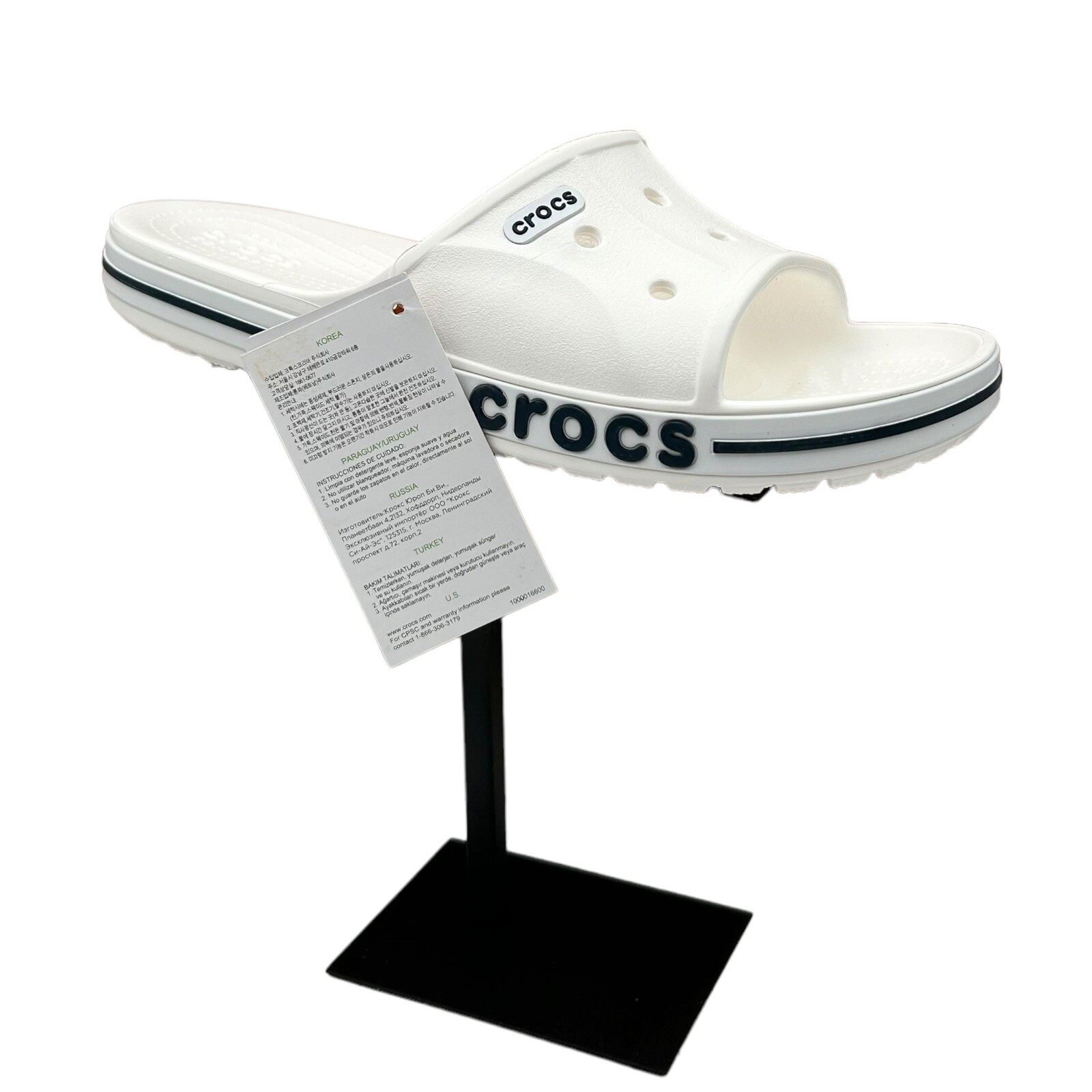 Crocs Slide Sandals Women’s Size 9/Men’s 7 White/Navy Water Friendly Lightweight