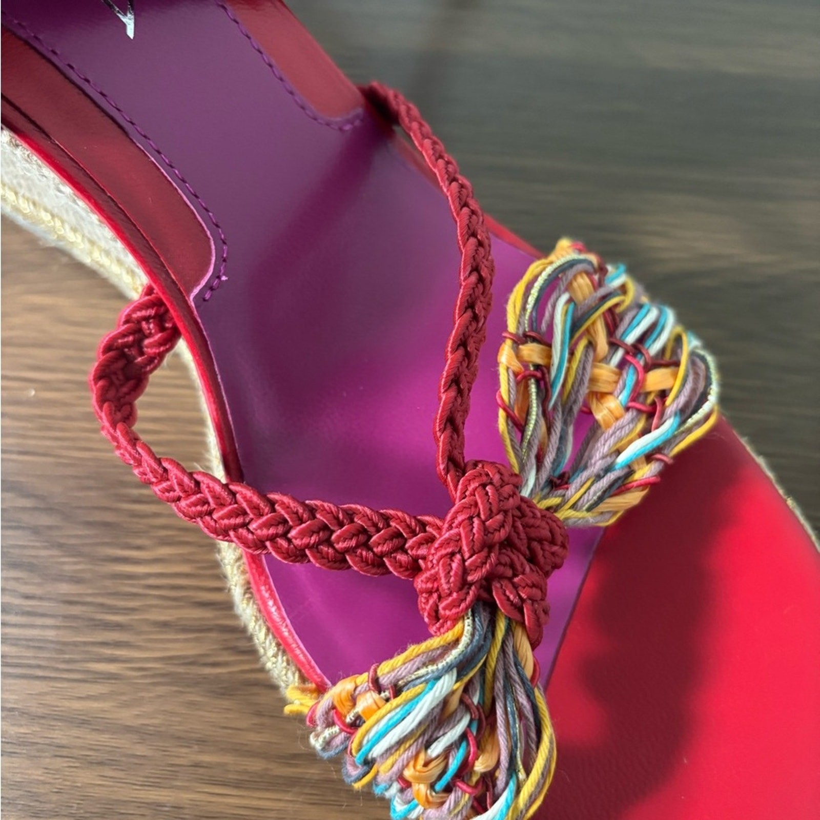 Via Spiga Multicolor Red Espadrilles with Ankle Tie size 9 NWOT