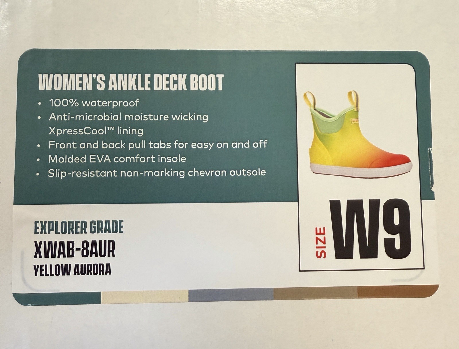 Xtratuf Women’s Ankle Deck Boot, Yellow Aurora, Size 9, Boots, Rain, Fishing