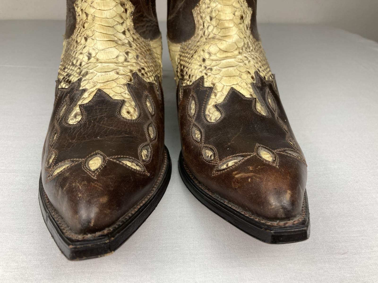 MEXICANA X MONTANA SNAKESKIN & LEATHER WESTERN BOOTS STITCHED WOMENS 9 D WIDE A+