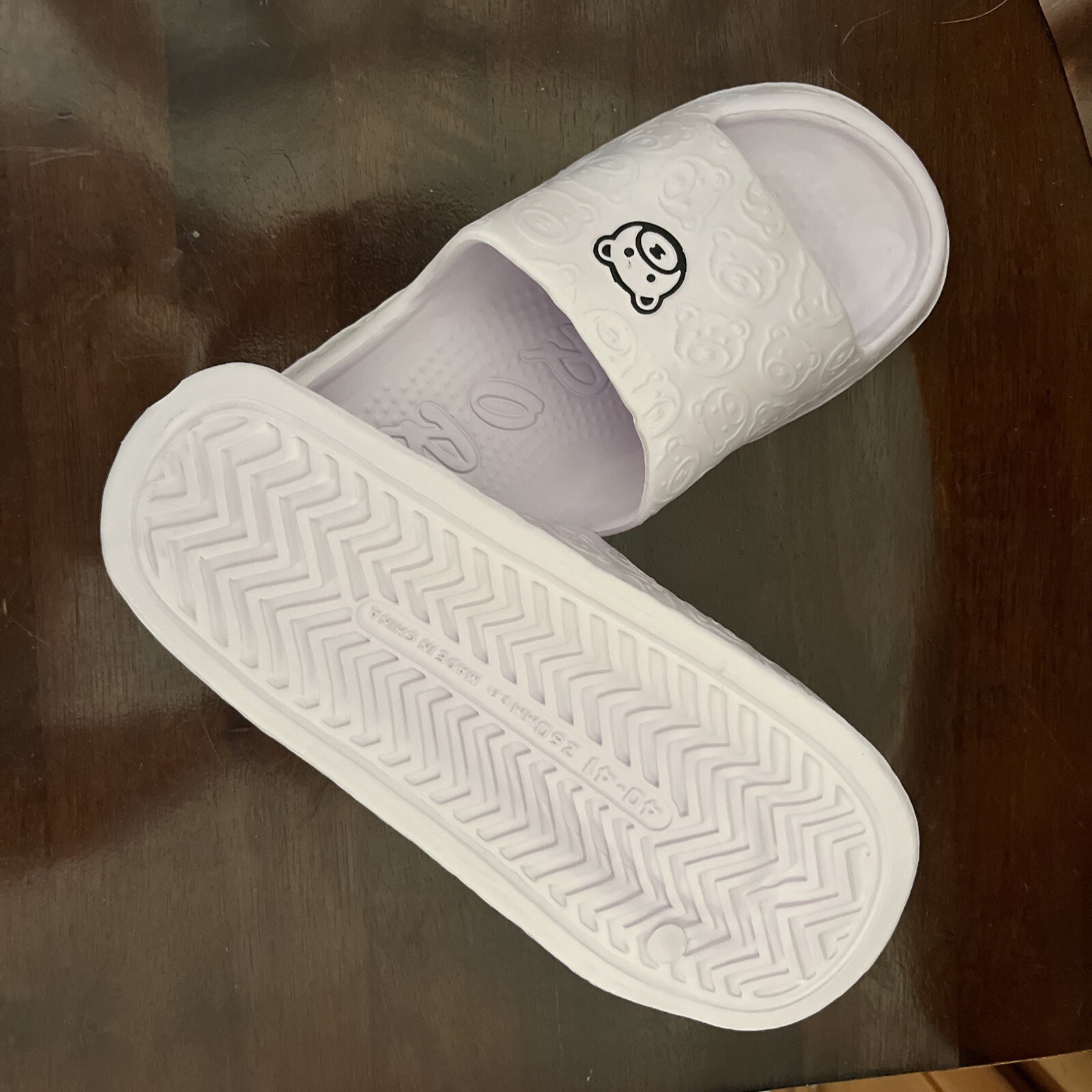NEW CUTE BEAR PILLOW SLIDES LAVENDER SZ 9-10 GARDEN BATHROOM SHOES NIB USA