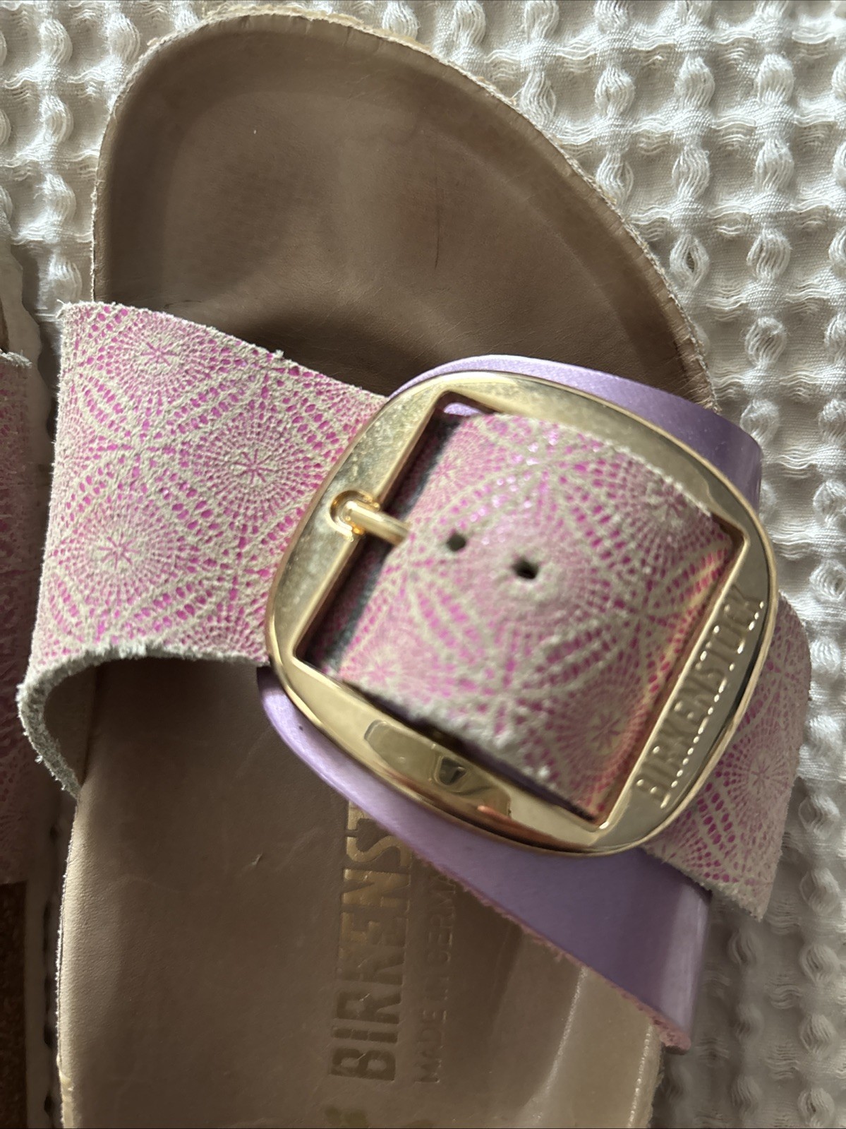 Birkenstock Madrid Gold Big Buckle Pink Lavender Leather Sandal Size 36 Germany