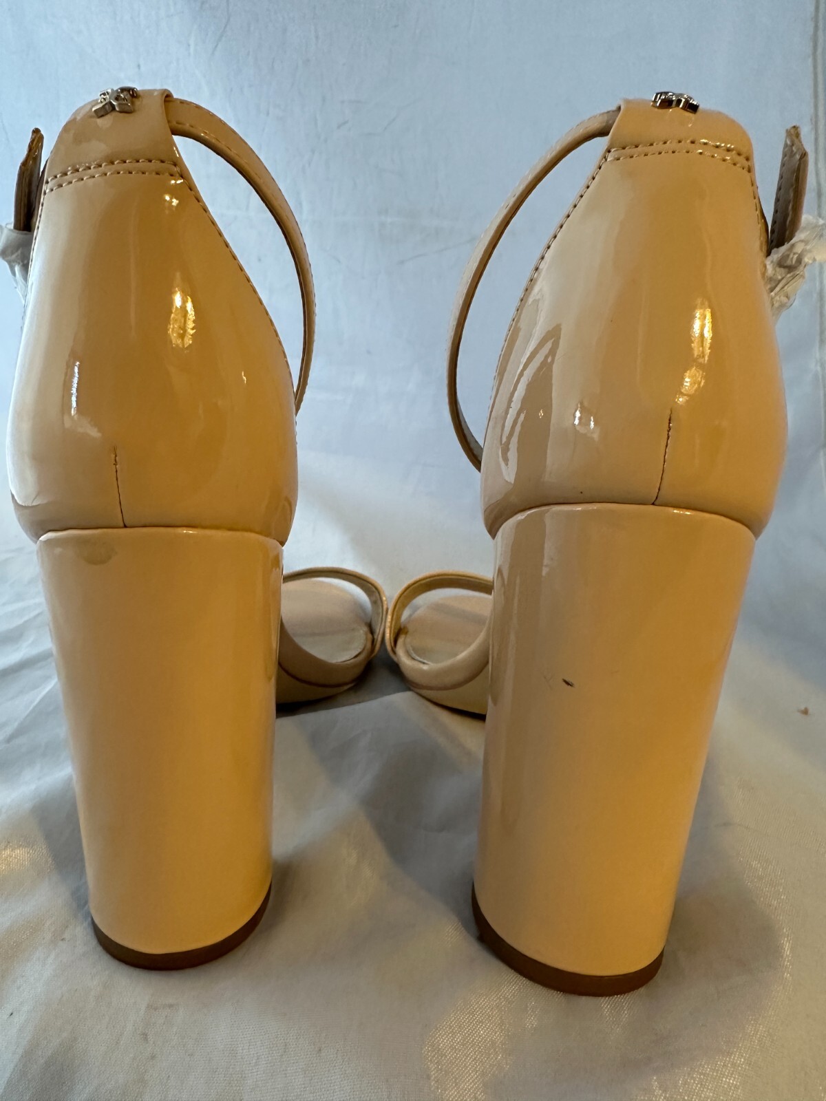 Sam Edelman Yaro Ankle Strap Sandal, Beige Patent, Women Size 10.5 $130 NEW
