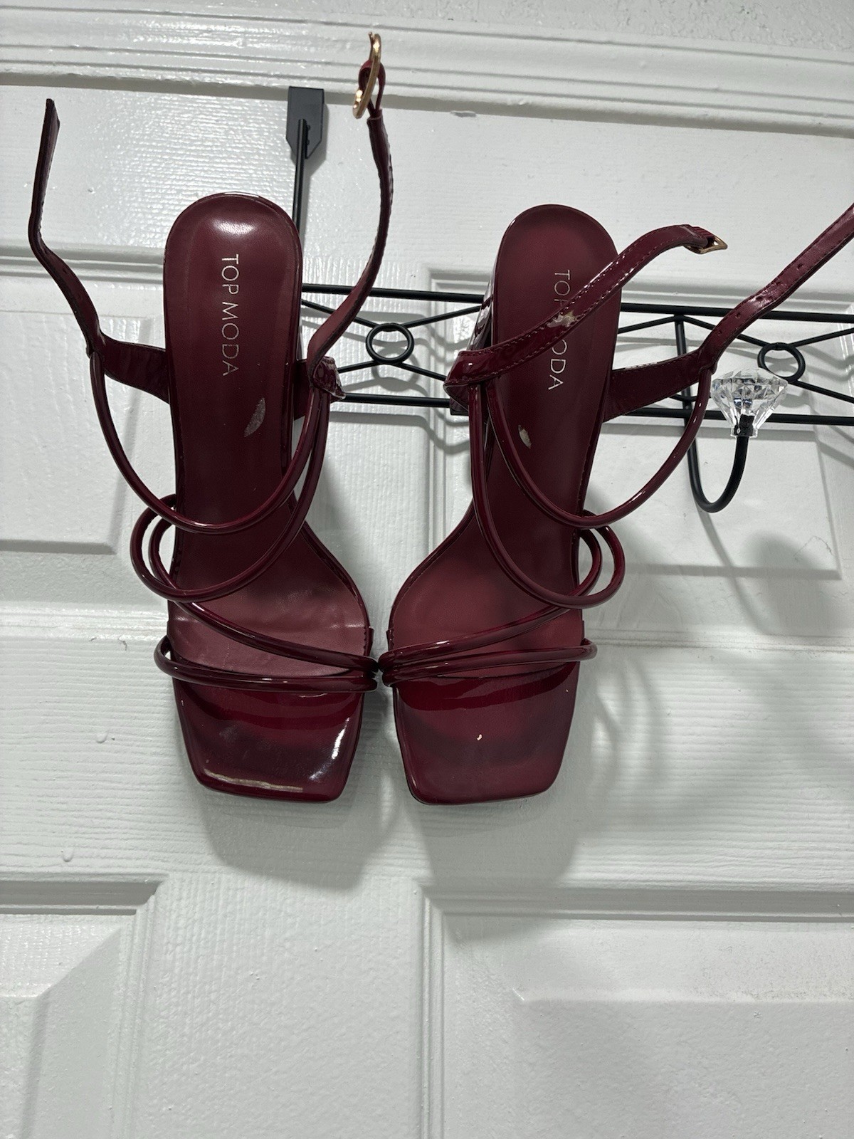 Top Moda Burgundy Strappy Square Toe Block Heel Sandals – Women’s