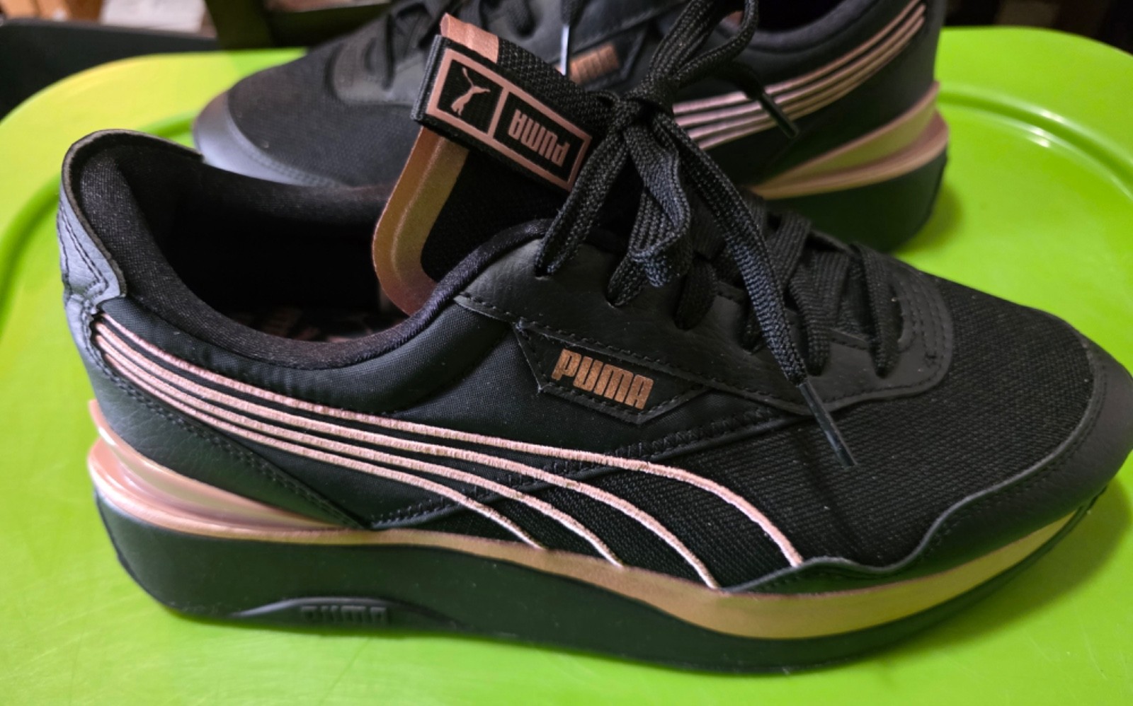PUMA Women’s Cruise Rider Metallic Sneakers Size 10- Color: Black/Rose Gold