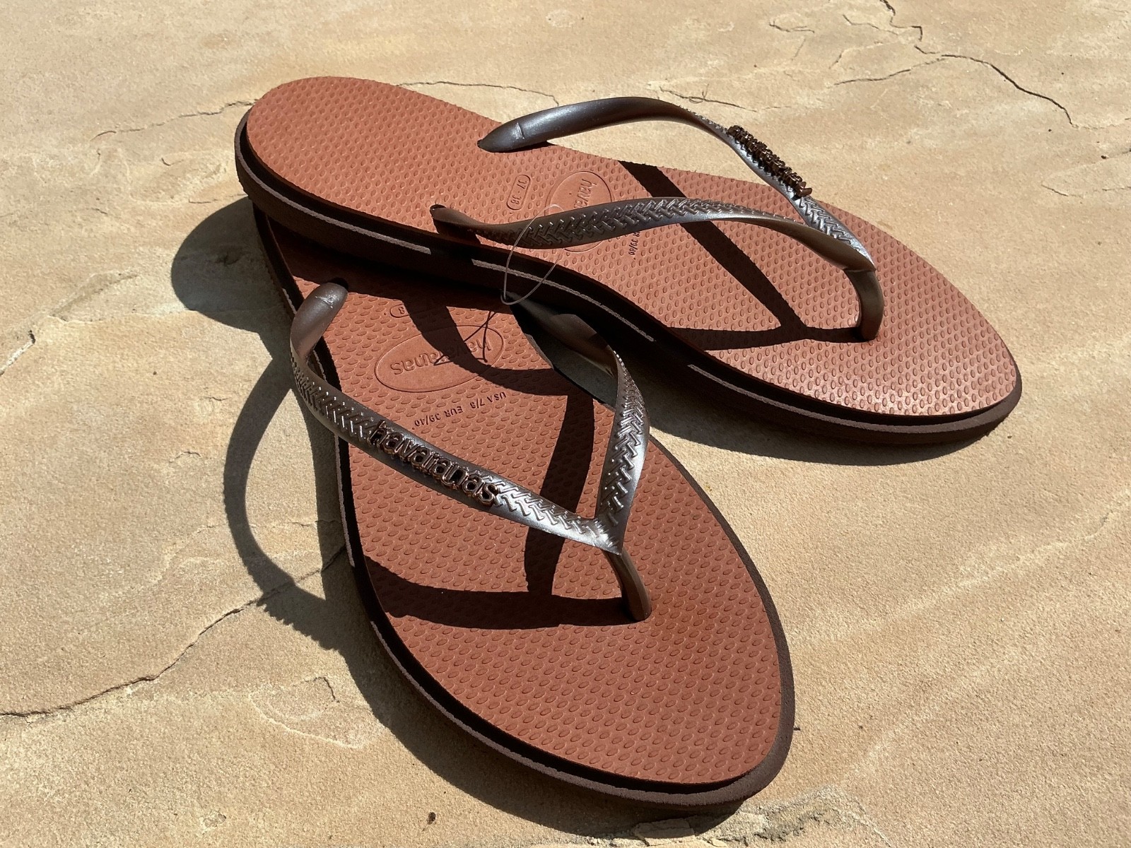 Havaianas Slim Point Flip Flops Color Café Sz 7/8