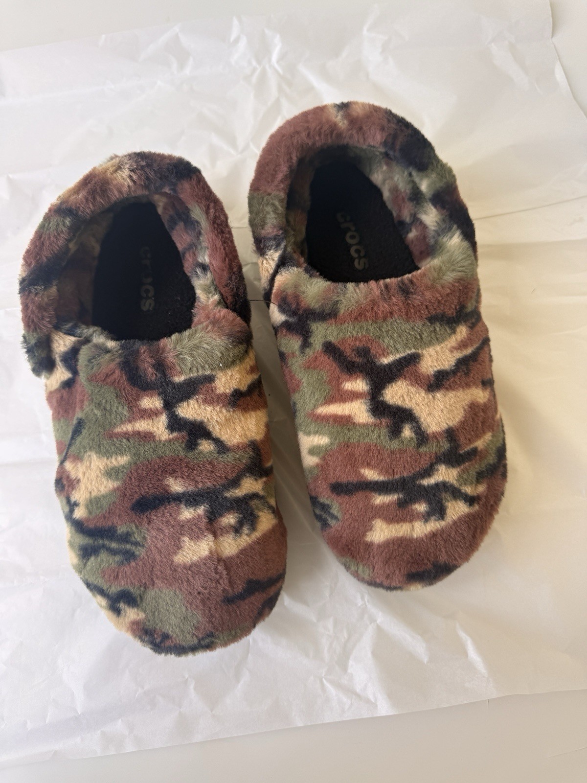 Crocs Classic Unfurgettable Camo Lined Clogs M8 W10 Army Green Multi EUC