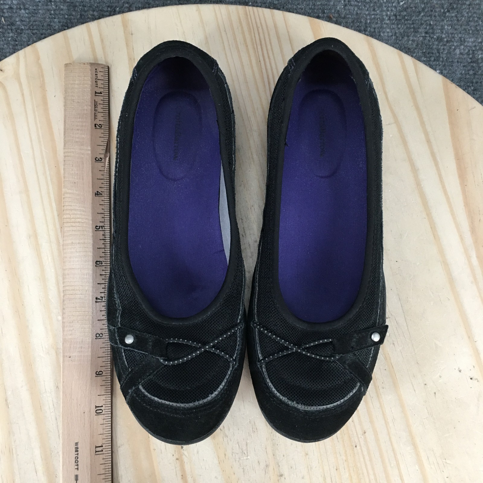 Croft And Barrow Shoes Womens 8 M Janine Casual Slip Ons Flats Black Suede Mesh