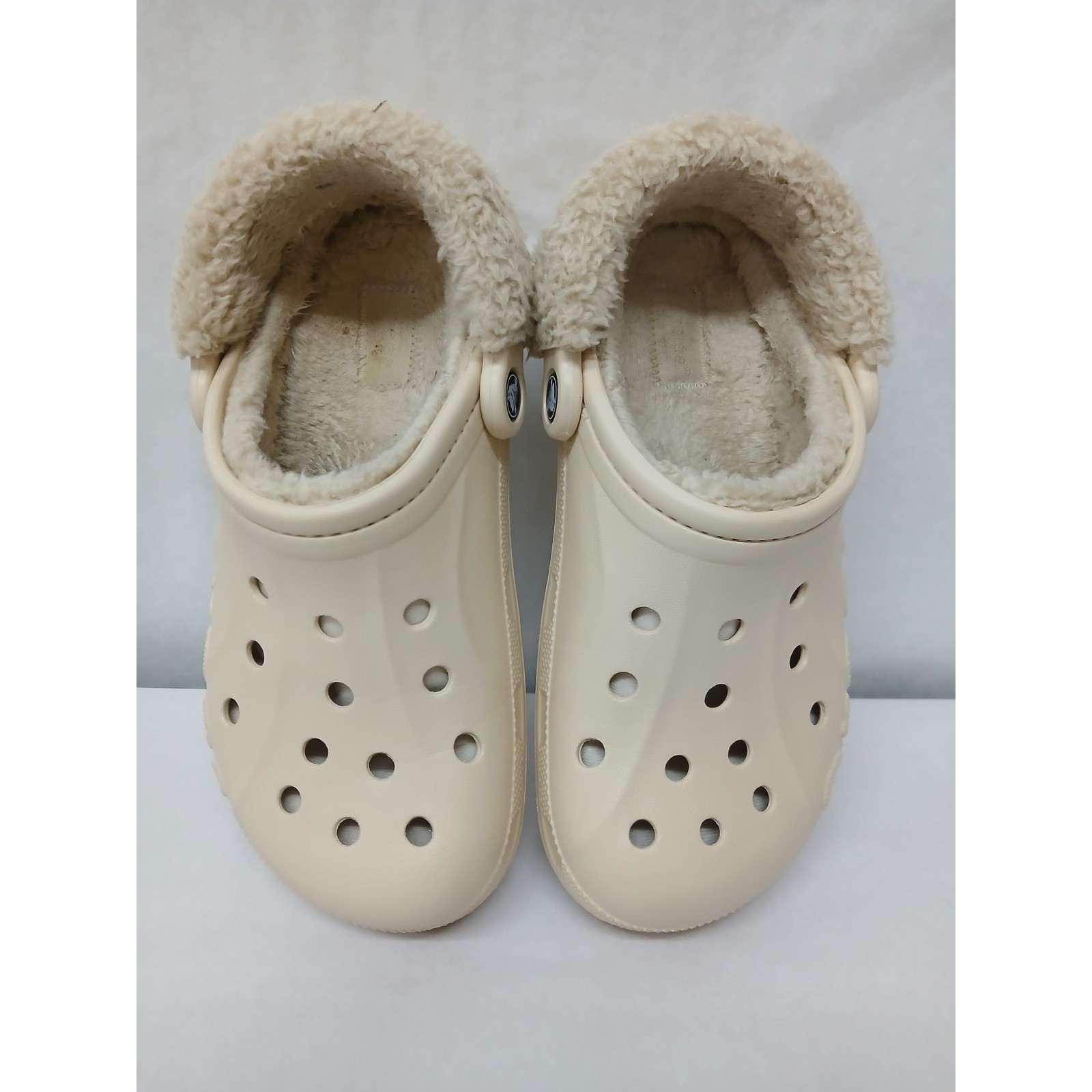 Crocs Women’s Adult Baya Lined Fuzz Strap Clogs 206633 Winter White Sz 7