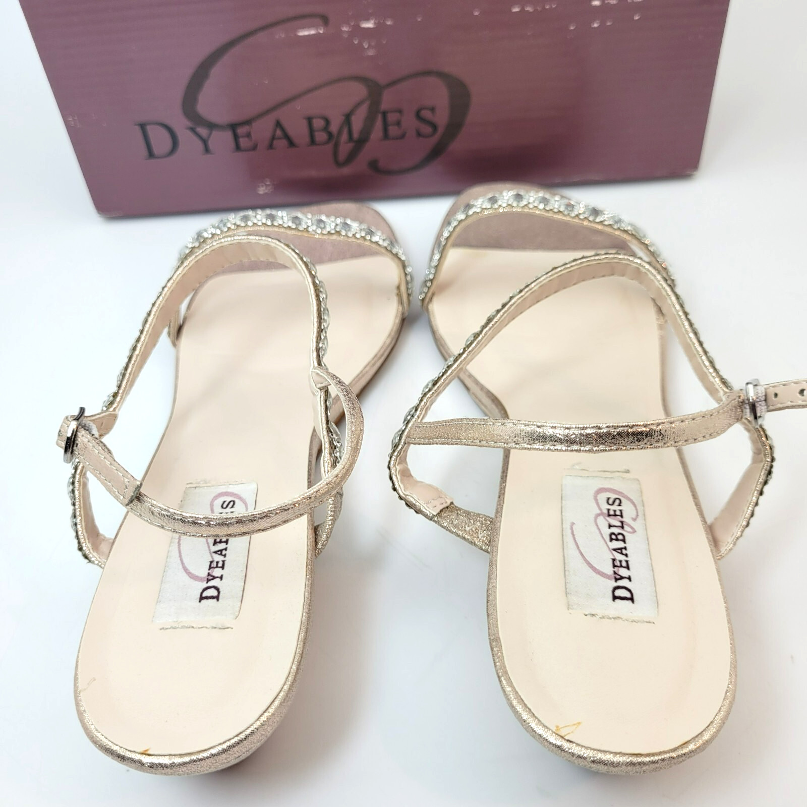 Dyeables Jasmine Wedge Sandals – Silver Shimmer, Size 11 M | Women’s Dress Shoe