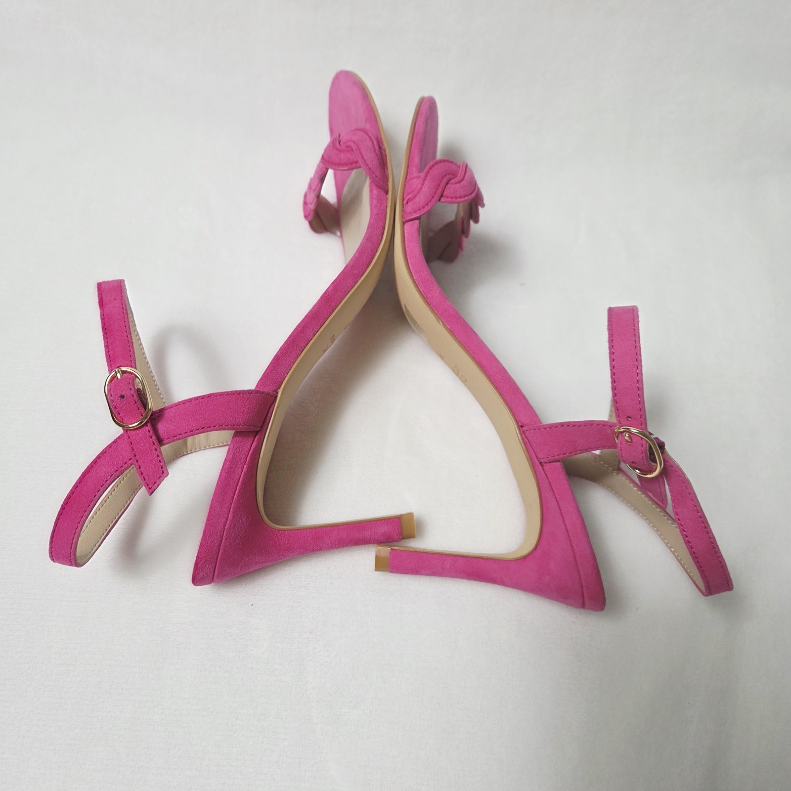 Stuart Weitzman Dancer Twistie 100 Pink Suede Sandal Size 9,5