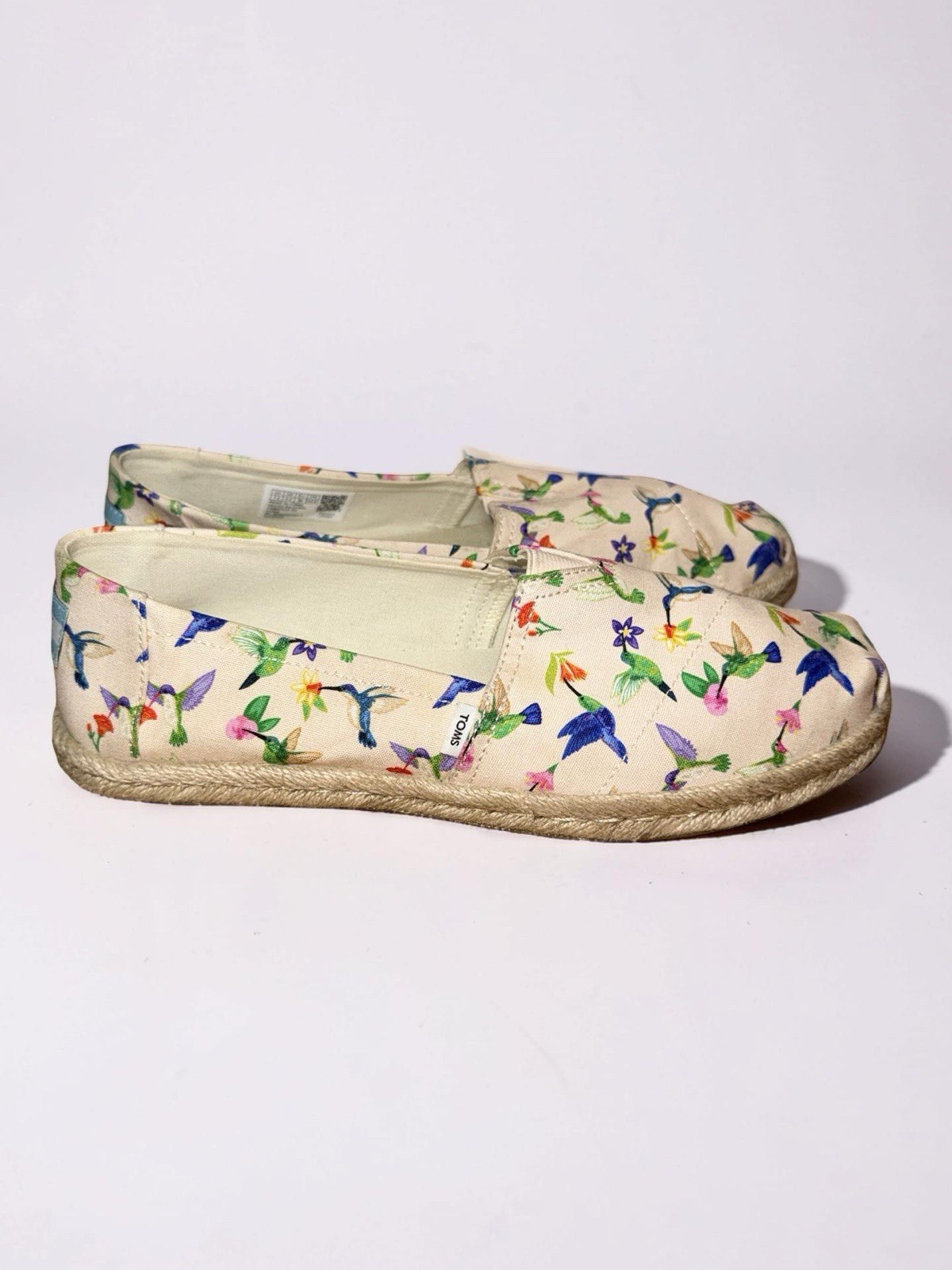 TOMS Women’s Classic Alpargata Hummingbird Print Canvas Slip On Shoes Size 7.5