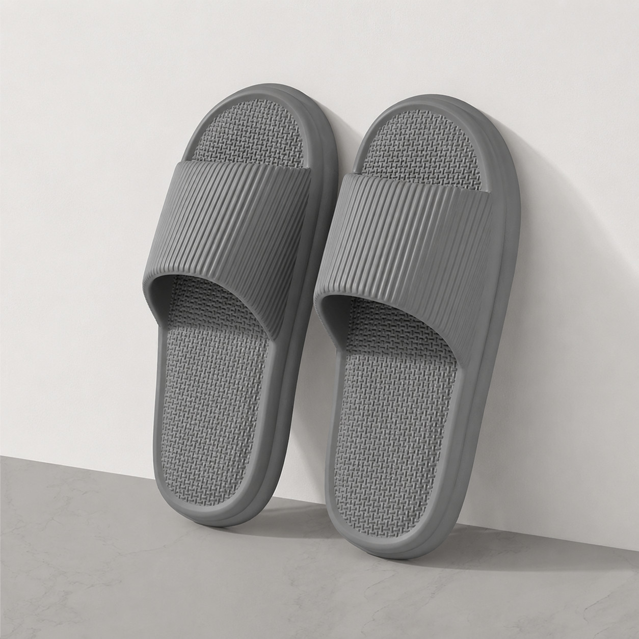 Striped House Slippers Soft Non-Slip Bathroom Indoor Slippers for Women Men