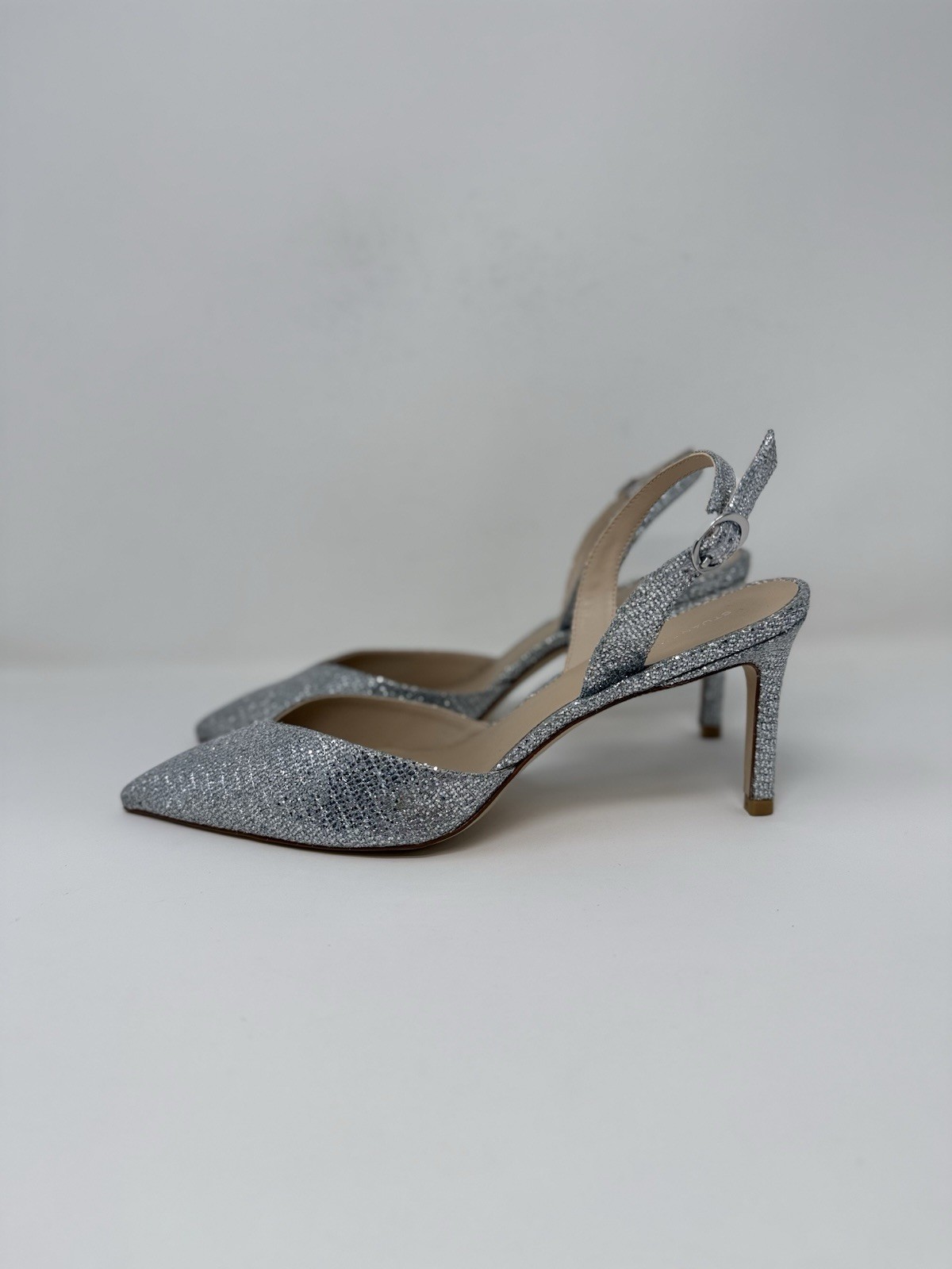 New Stuart Weitzman Julia 75 Slingback Pump Silver Sz 8