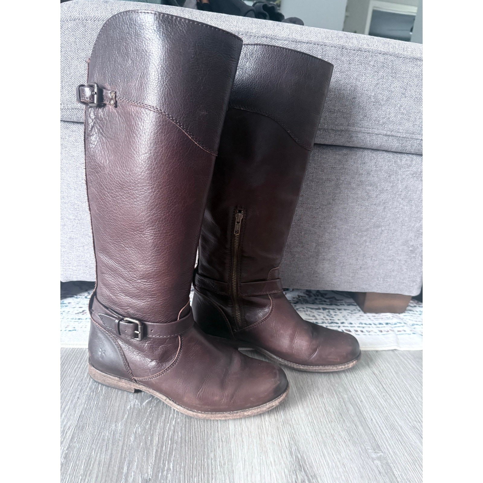 FRYE dark brown 100% leather knee high Phillip equestrian riding boots sz 10 B