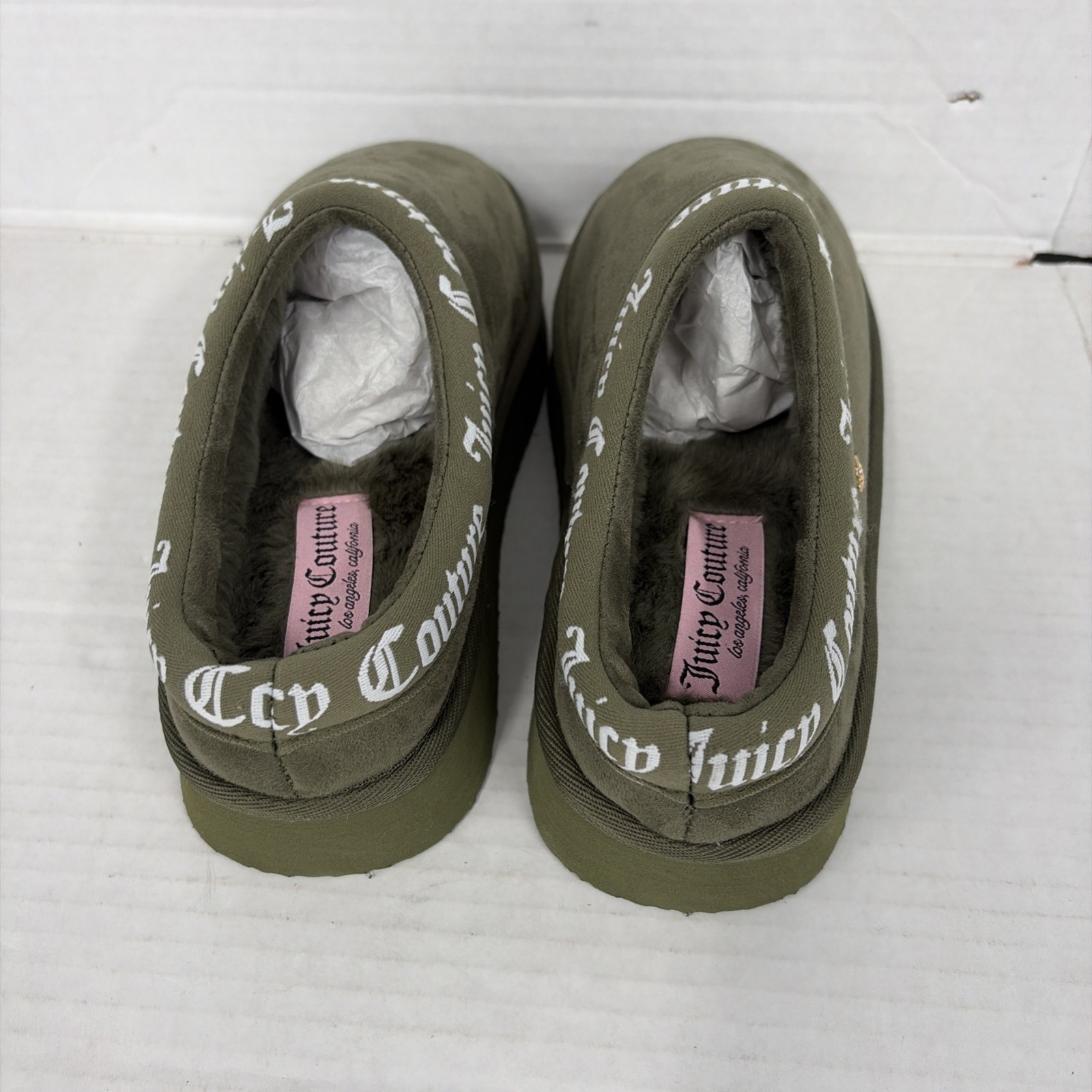 Juicy Couture Platform Slipper Mules Womens 9 Microsuede Indoor Outdoor New