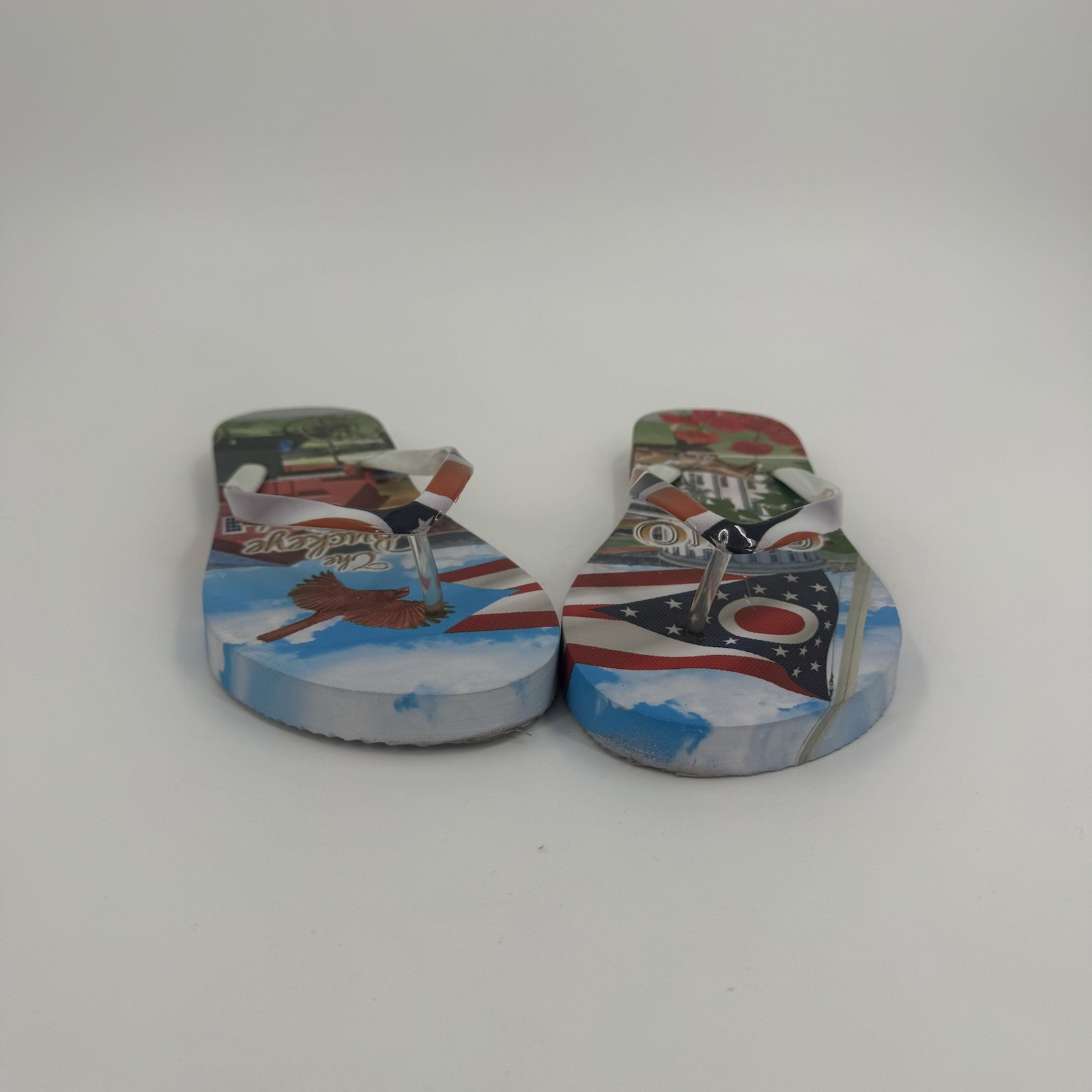 Ohio Buckeye State Flip Flops Womens 9/10 Souvenir Sandals USA