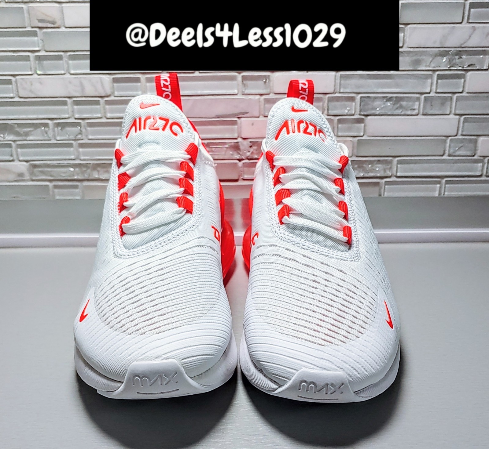 Nike Air Max 270 Running Womens Size 6.5 White Bright Crimson Red HJ3222-102