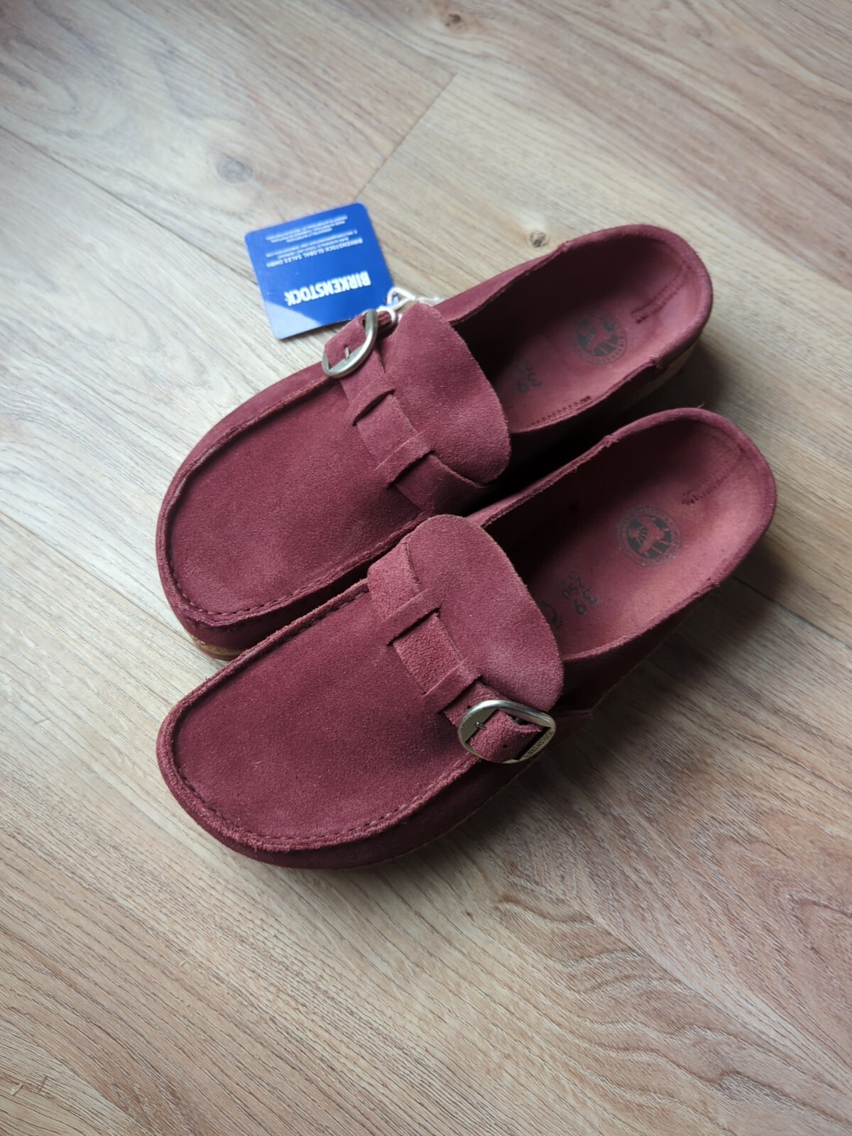 Birkenstock Buckley Suede Moc Toe Clogs Maroon EU 39 Women 8-8.5