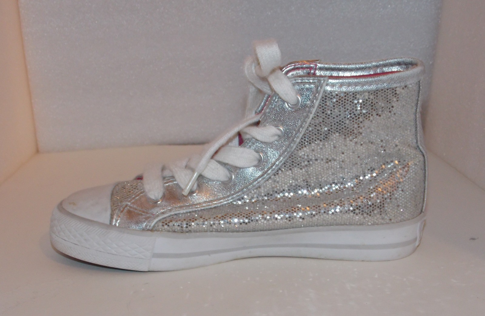 GOTTA FLURT High Top Girls 1M HIP HOP SILVER SEQUINS DANCE SNEAKERS #CA-HIDISCO