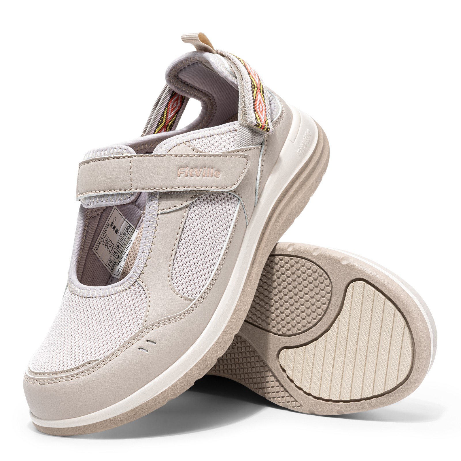 FitVille Extra Wide Diabetic Shoes for Women Sandals Adjustable Closures Slip on