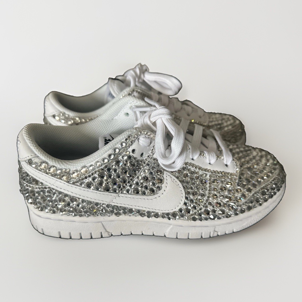 Size 7- Nike Dunk Low Triple White 2021 Wedding Bling Jewel