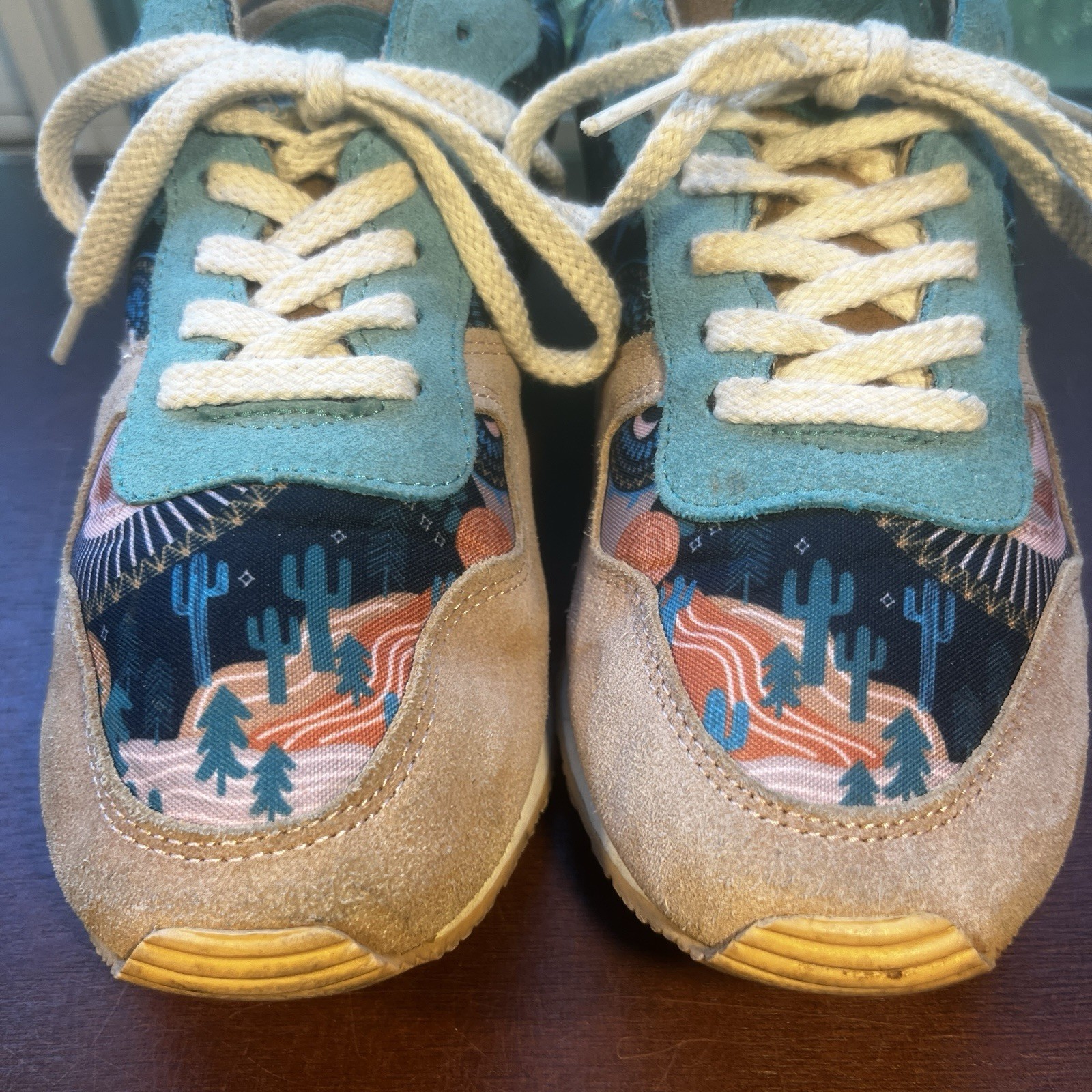 Inkkas Socorro Women’s Sz 11 Shoes Tan/Turquoise Leather Athletic Sneaker Cactus