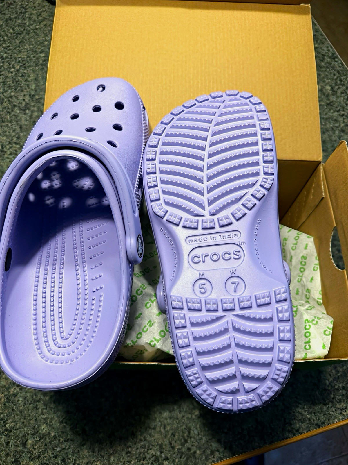 Crocs Purple Classic Clog Sandals Adjustable Strap Comfort Women’s US 7 EU37-38