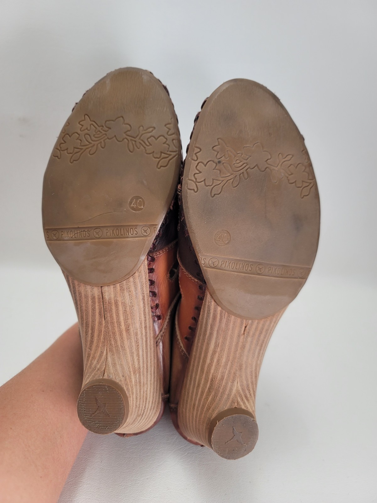 Pikolinos Cutout Leather Heels Booties EU 40 US 9 Spain Brown Heel Casual Travel