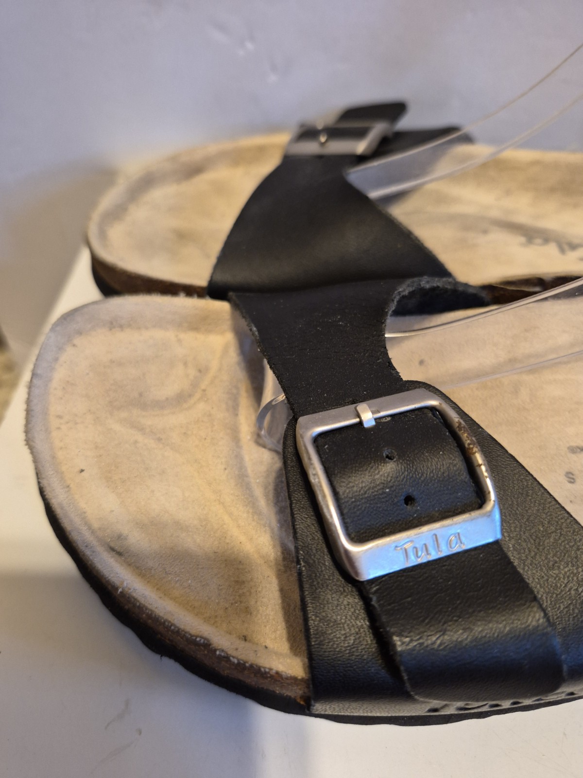 Tula by Birkenstock «Madrid» Black Leather Slide Sandals Sz.US 8.5/39.5 Ret $145